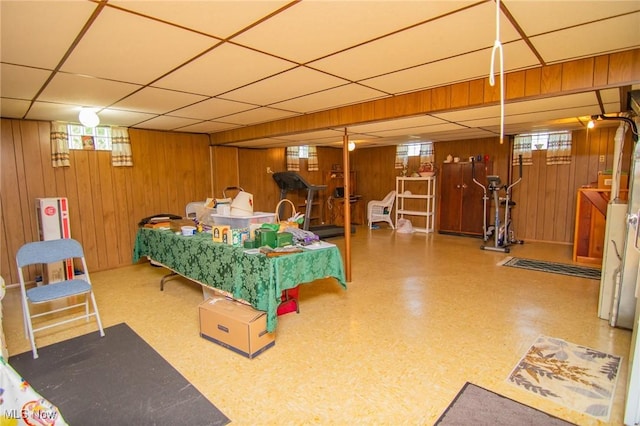 104 W Blvd, Mingo Junction, OH 43938 - bedroom with wood walls, multiple windows, and a paneled ceiling