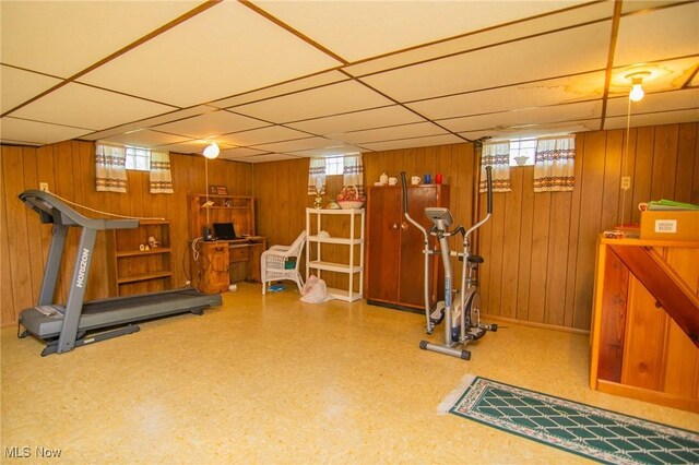 104 W Blvd, Mingo Junction, OH 43938 - workout area with wooden walls and a drop ceiling