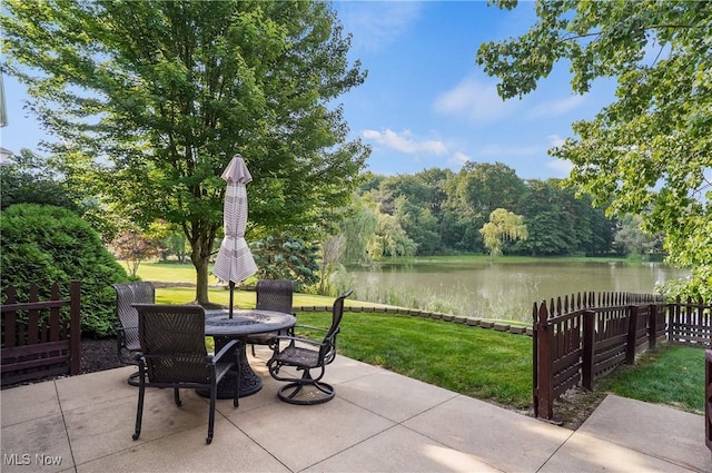 1288 Windward Ln, Kent, OH 44240 - view of patio with a water view and outdoor dining space