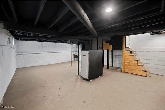 326 N Park Ave, Alliance, OH 44601 - unfinished basement with stairs and heating unit