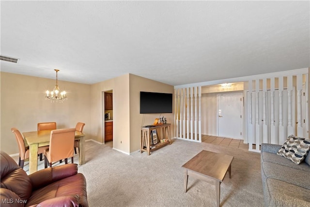 2112 Acacia Park Dr Unit 524, Lyndhurst, OH 44124 - living room with a chandelier and light carpet