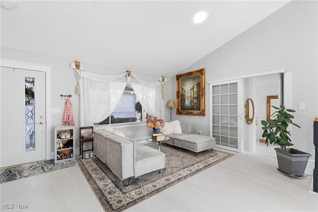 14203 Hatfield Rd, Rittman, OH 44270 - living area featuring vaulted ceiling and recessed lighting