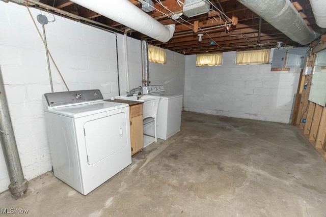 1114 W Miner Rd, Mayfield Heights, OH 44124 - laundry room featuring washer and dryer and electric panel