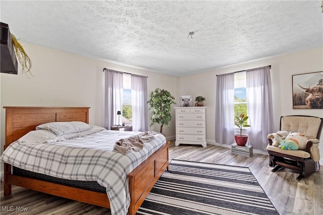59301 Honeybee Rd, Senecaville, OH 43780 - bedroom with multiple windows, light wood-style flooring, and a textured ceiling