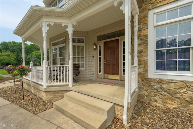 1015 Cambridge Ct NE, Warren, OH 44484 - entrance to property featuring stone siding and a porch