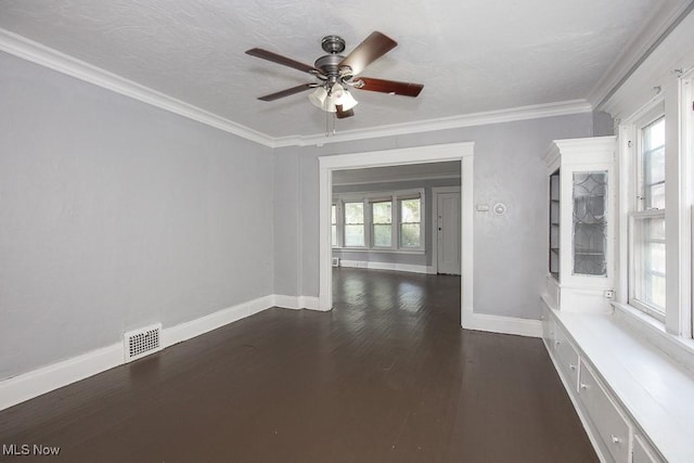 11515 Hopkins Ave, Cleveland, OH 44108 - unfurnished room with ceiling fan, dark wood finished floors, and ornamental molding