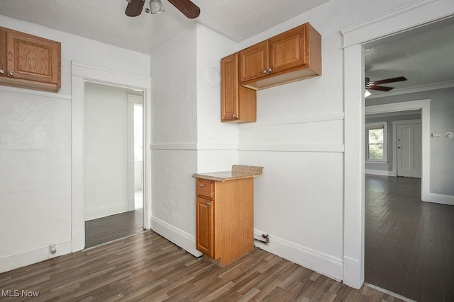 11515 Hopkins Ave, Cleveland, OH 44108 - kitchen with ceiling fan and dark wood-type flooring