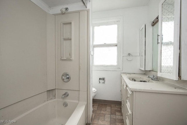 11515 Hopkins Ave, Cleveland, OH 44108 - bathroom with vanity, plenty of natural light, crown molding, and bathing tub / shower combination