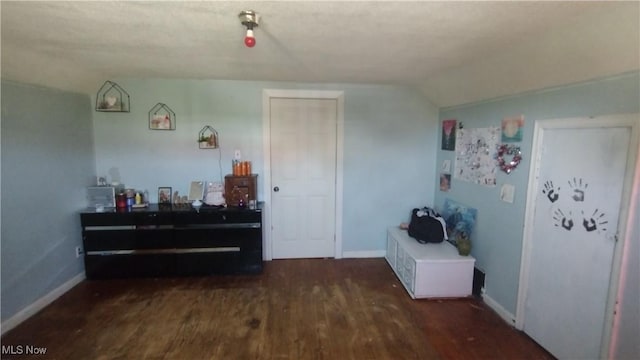 114 S 12th St, Weirton, WV 26062 - interior space featuring wood finished floors, a closet, and vaulted ceiling