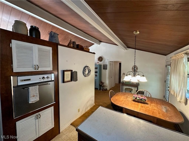 186 Bennett Blvd, Wintersville, OH 43953 - dining room with a chandelier and wood ceiling