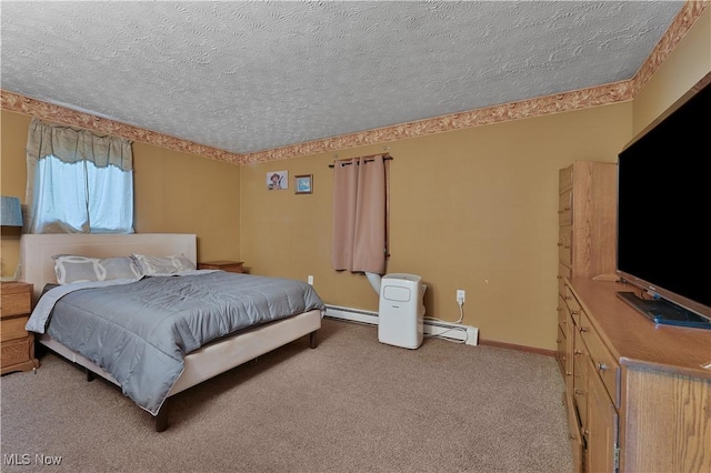 3378 State Route 164, Leetonia, OH 44431 - carpeted bedroom with a textured ceiling, a baseboard radiator, and a baseboard heating unit