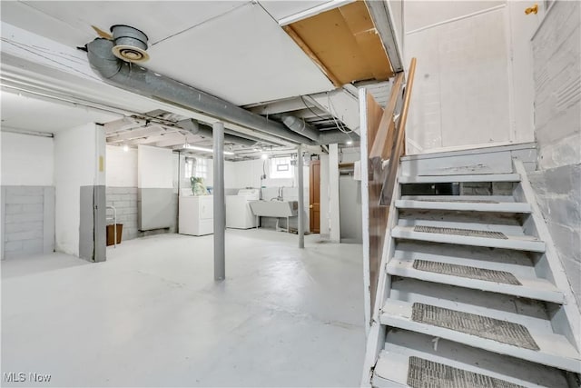 3400 W 118th St, Cleveland, OH 44111 - basement featuring independent washer and dryer and stairs