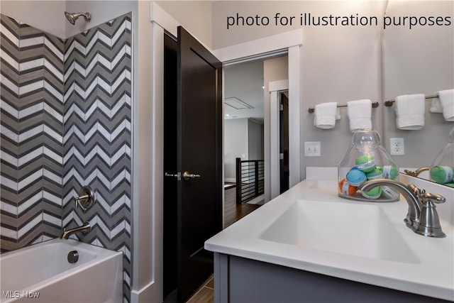 52 Boulder Blvd, Peninsula, OH 44264 - full bathroom with vanity, wood finished floors, and  shower combination