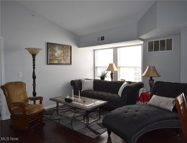 23004 Chandlers Ln Unit 4-344, Olmsted Falls, OH 44138 - living room featuring lofted ceiling and wood finished floors