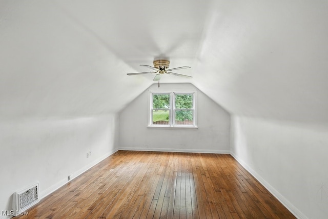 2557 Ogden Ave, Akron, OH 44312 - additional living space with wood-type flooring, ceiling fan, and vaulted ceiling