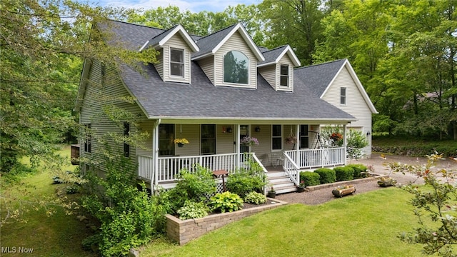 12230 Country Oaks Trl, Chardon, OH 44024 - cape cod-style house featuring a front yard, covered porch, and roof with shingles