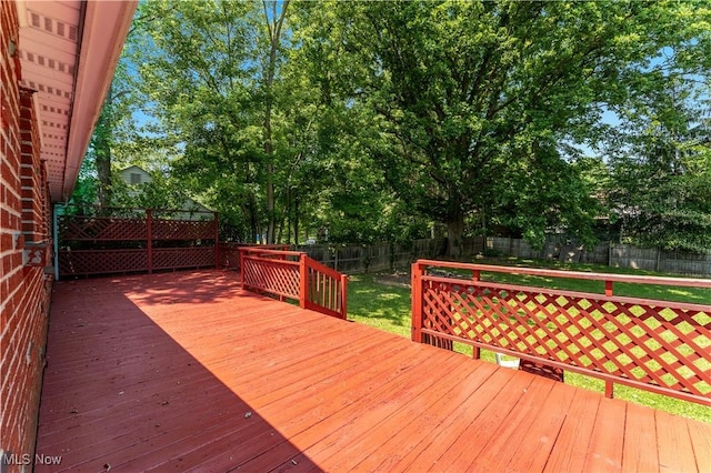 374 Glendola Ave NW, Warren, OH 44483 - wooden terrace featuring a fenced backyard and view of scattered trees