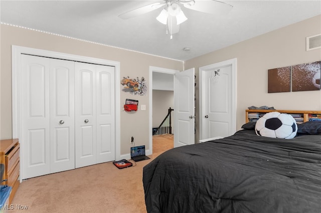 3202 S Lipkey Rd, North Jackson, OH 44451 - bedroom with carpet flooring, ceiling fan, and a closet