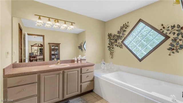 14751 Lancelot Ln E, North Royalton, OH 44133 - full bathroom featuring vanity, a bath, and tile patterned flooring