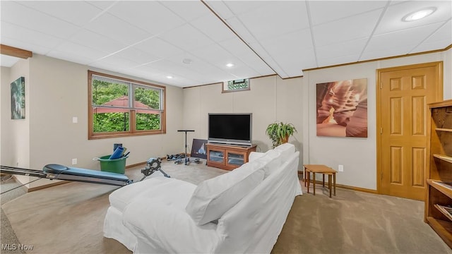 14751 Lancelot Ln E, North Royalton, OH 44133 - carpeted living area with recessed lighting and a paneled ceiling