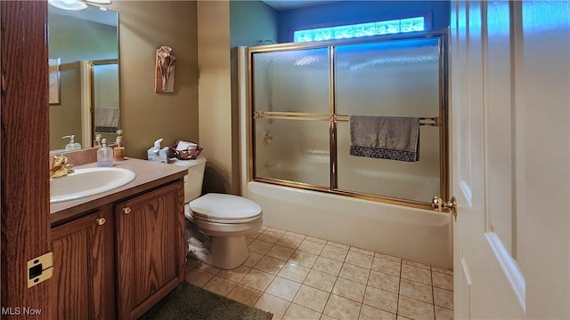 14751 Lancelot Ln E, North Royalton, OH 44133 - full bathroom featuring vanity, combined bath / shower with glass door, and tile patterned floors