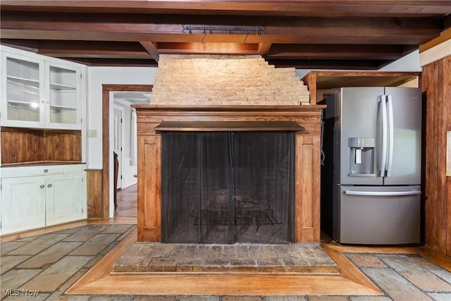 2132 Martin Rd, Mogadore, OH 44260 - detailed view of stainless steel fridge and track lighting
