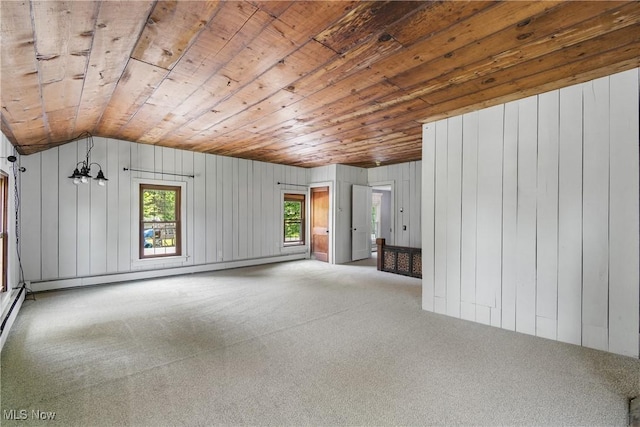 2132 Martin Rd, Mogadore, OH 44260 - unfurnished room with carpet, wood ceiling, vaulted ceiling, and wooden walls