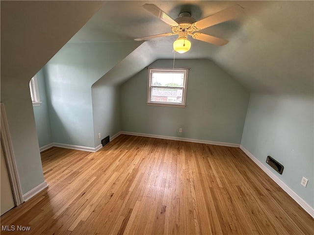 814 Almasy Dr, Campbell, OH 44405 - additional living space with wood finished floors, vaulted ceiling, and ceiling fan