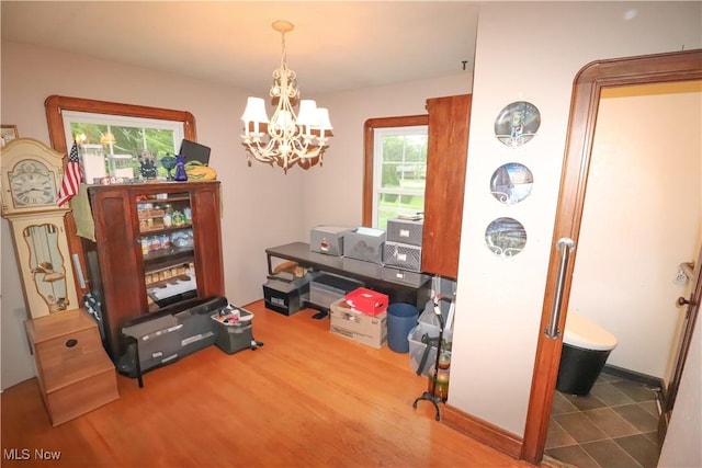 2313 Graustark Path, Wooster, OH 44691 - office area featuring wood finished floors and a chandelier