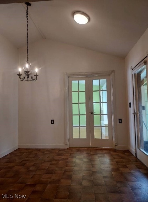 300 37th St, Vienna, WV 26105 - entryway with lofted ceiling, a chandelier, and french doors