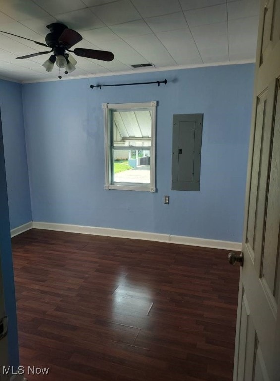 300 37th St, Vienna, WV 26105 - spare room with electric panel, wood finished floors, and ceiling fan