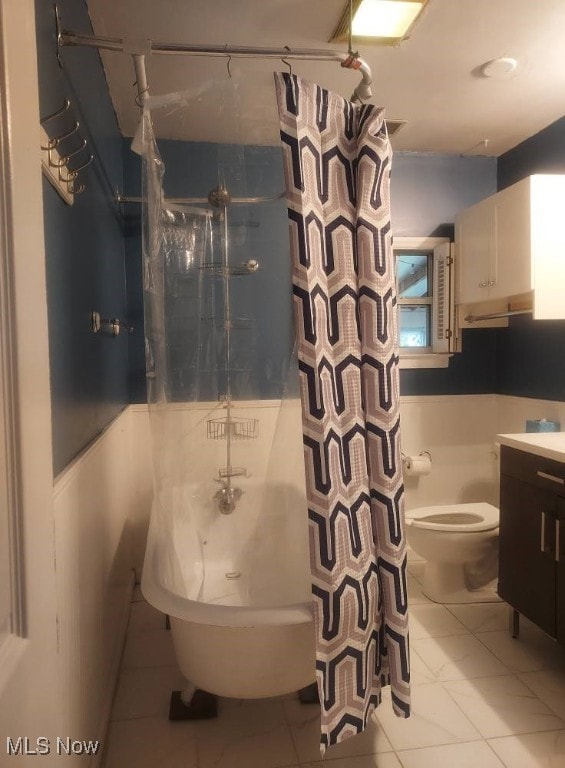 300 37th St, Vienna, WV 26105 - full bath with tile patterned floors, a shower with curtain, and vanity