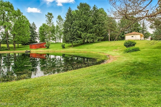 14860 Stoltz Rd, Diamond, OH 44412 - view of grassy yard with a water view and an outbuilding