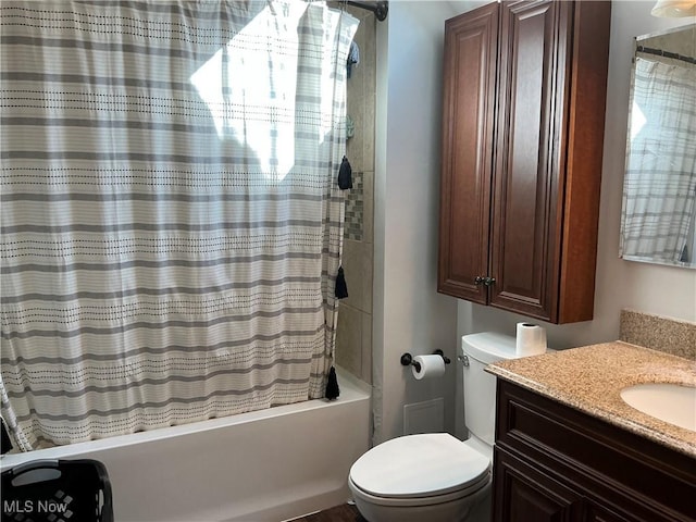 136 High St SE, Canal Fulton, OH 44614 - bathroom with vanity and shower / tub combo with curtain