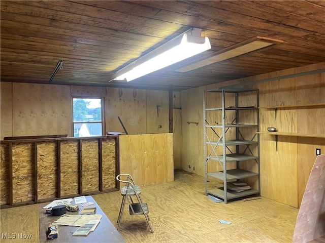 530 Center St, Hubbard, OH 44425 - below grade area featuring wooden ceiling and wood finished floors