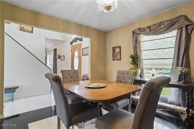 220 Long Rd, Macedonia, OH 44056 - dining room with light tile patterned floors and stairway