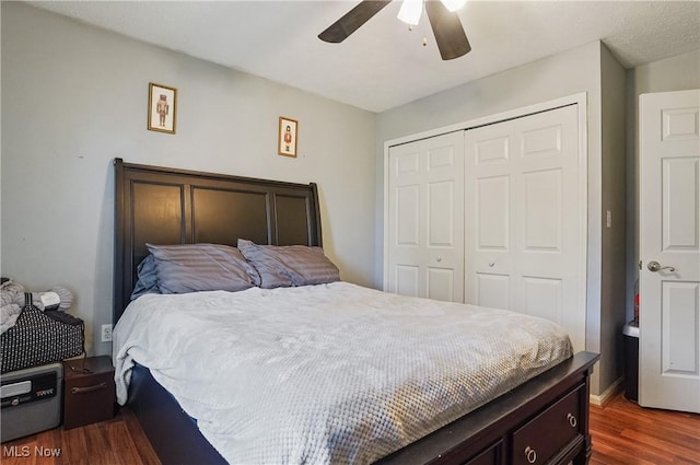 220 Long Rd, Macedonia, OH 44056 - bedroom featuring a closet, dark wood-type flooring, and a ceiling fan