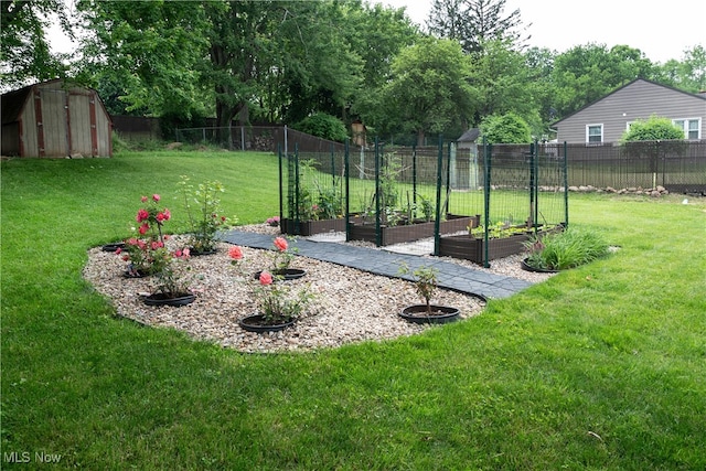 7355 Westview Dr, Boardman, OH 44512 - view of yard featuring a vegetable garden and a shed