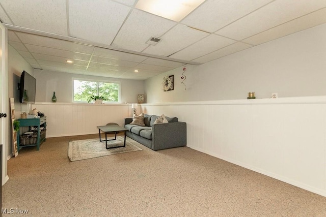 1657 Kasserine Ct, Twinsburg, OH 44087 - carpeted living room with a paneled ceiling and wainscoting