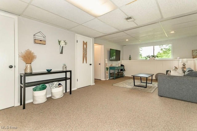 1657 Kasserine Ct, Twinsburg, OH 44087 - carpeted living room featuring a paneled ceiling and recessed lighting