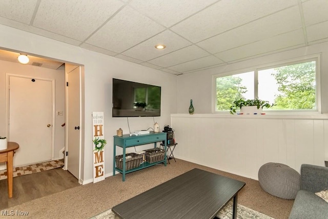 1657 Kasserine Ct, Twinsburg, OH 44087 - living area with carpet floors, a drop ceiling, and recessed lighting