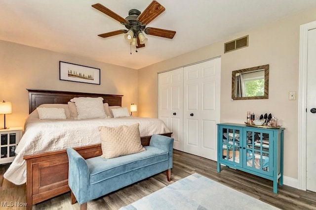1657 Kasserine Ct, Twinsburg, OH 44087 - bedroom featuring wood finished floors, a closet, and ceiling fan
