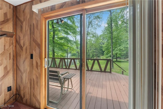 52 Arbor Rd NE, Minerva, OH 44657 - doorway featuring wood walls and wood-type flooring