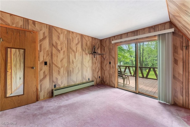 52 Arbor Rd NE, Minerva, OH 44657 - carpeted empty room with baseboard heating and wooden walls