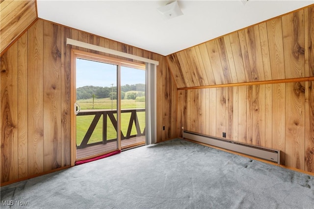 52 Arbor Rd NE, Minerva, OH 44657 - bonus room with baseboard heating, carpet flooring, and wooden walls