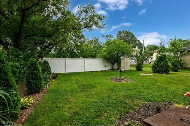 858 11th St NE, Massillon, OH 44646 - view of yard featuring a storage shed