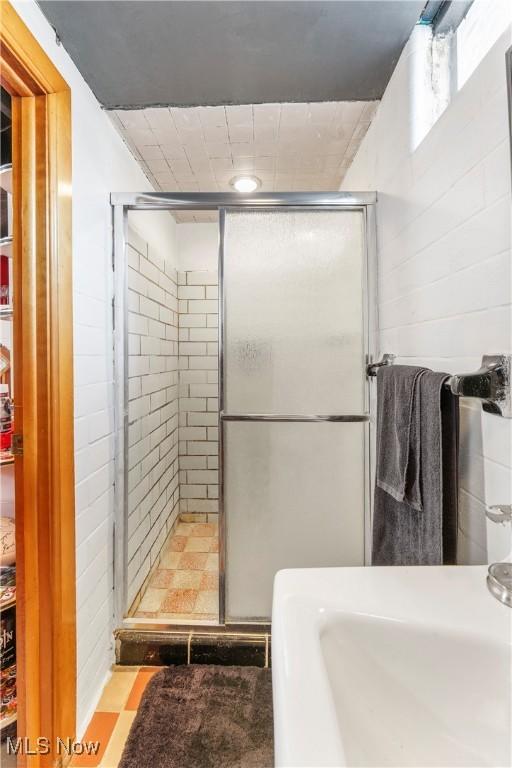 230 Hamilton Blvd, Struthers, OH 44471 - full bathroom featuring a shower stall and tile patterned floors