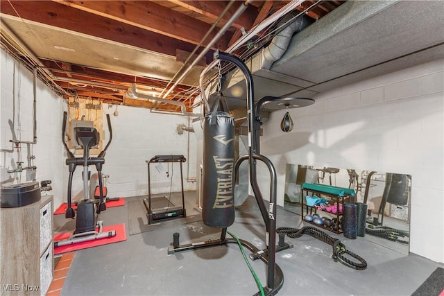 230 Hamilton Blvd, Struthers, OH 44471 - exercise room with water heater and concrete block wall