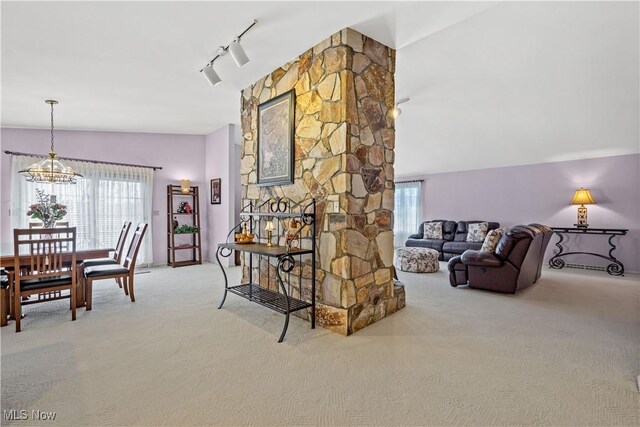 52 Hilda Cir, Bloomingdale, OH 43910 - living area featuring carpet flooring, a chandelier, and track lighting