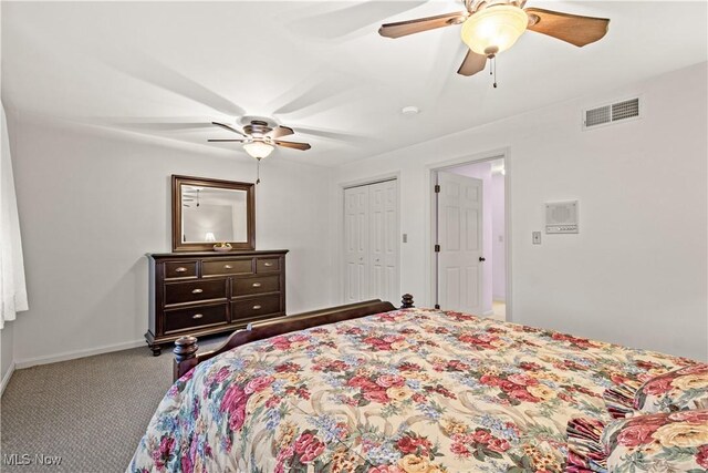 52 Hilda Cir, Bloomingdale, OH 43910 - bedroom featuring carpet flooring, a ceiling fan, and a closet